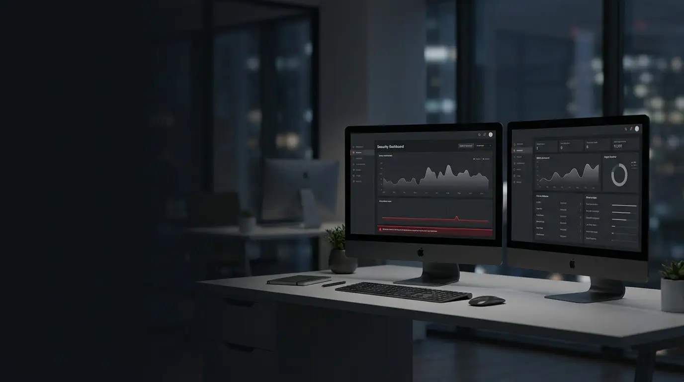 Security operations workspace with monitoring dashboards, representing CAD's 24/7 managed security